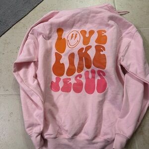Pink Sweatshirt with Orange and Pink Graphic